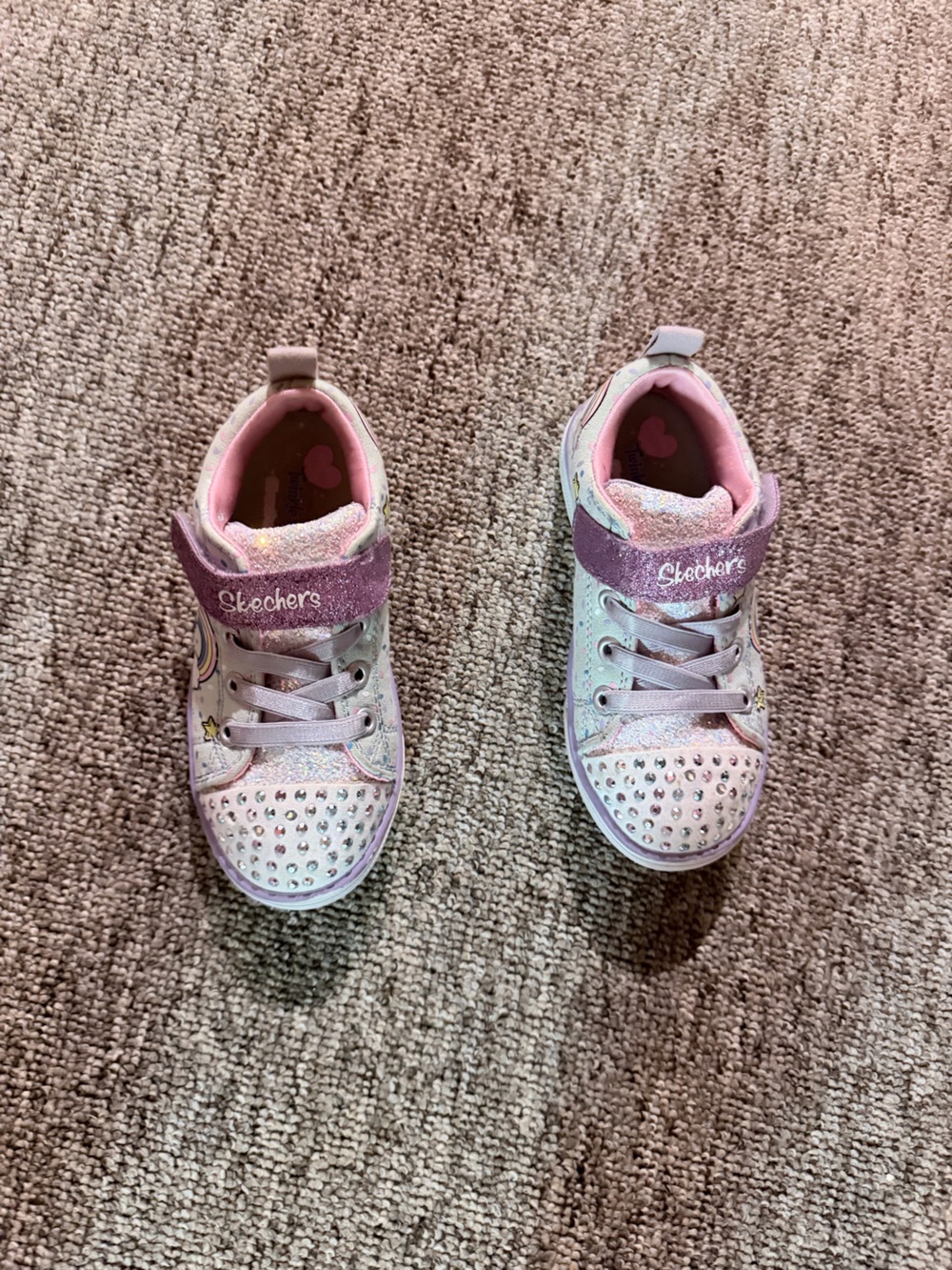 Skechers Kids Light-Up Glitter Sneakers - Pink & Purple Accents